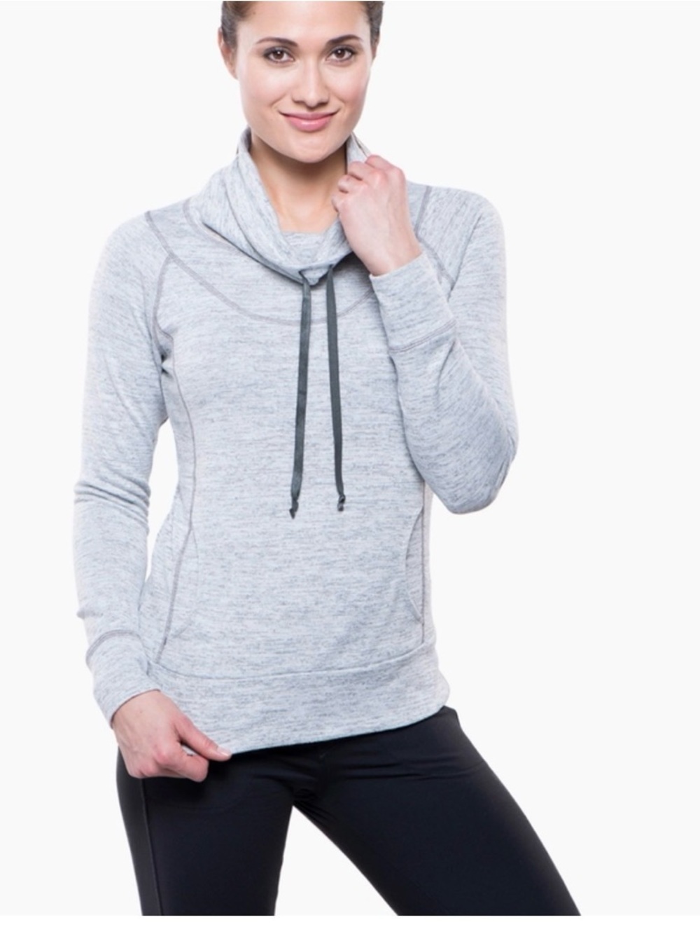 NEW Kuhl Lea Pullover Sweater Womens Small Ash Gray Drawstring Cowl Neck